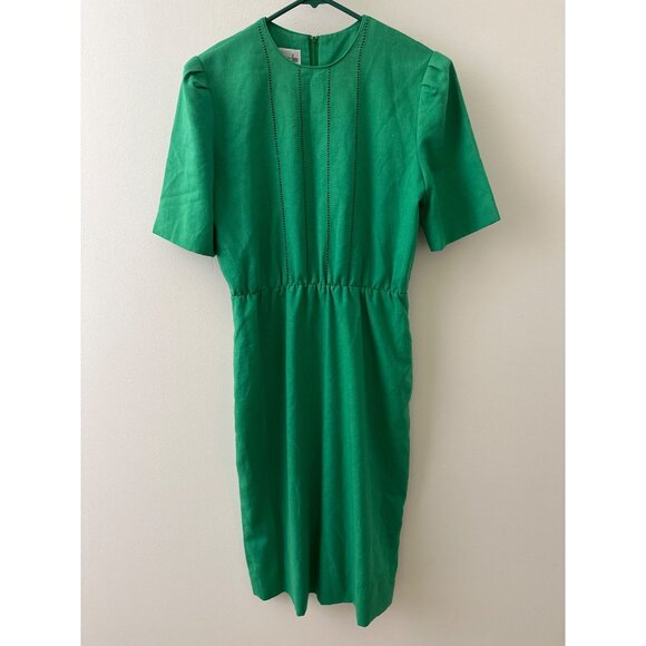 Henry-Lee Green Short Sleeve Dress With Pockets & Zipper Closure - Picture 1 of 7